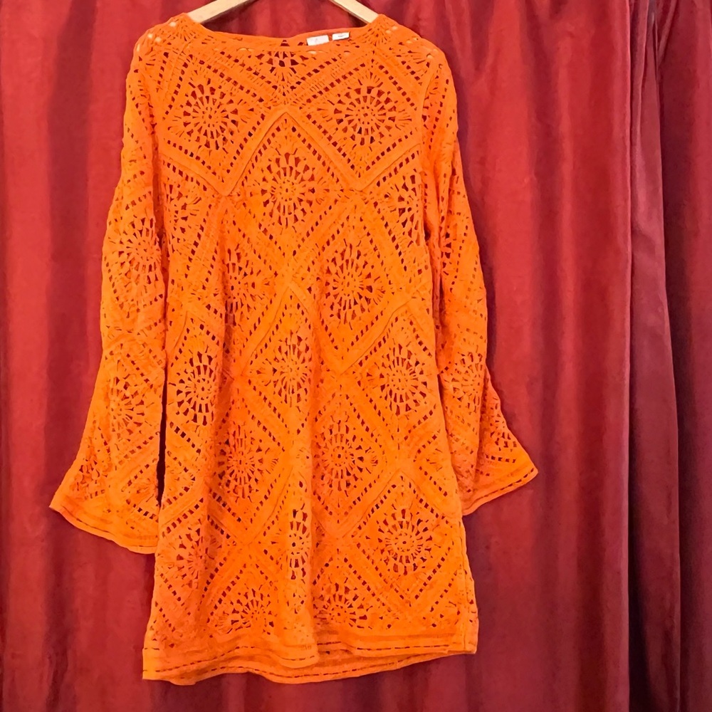 🆕 🧡 Joie Orange Crochet Tunic Cover-Up - Size XL (Never Worn!)
